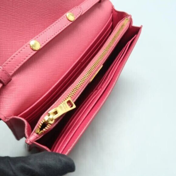 PRADA Saffiano Pink Bow Leather Shoulder Bag 390-082825 - Picture 10 of 13